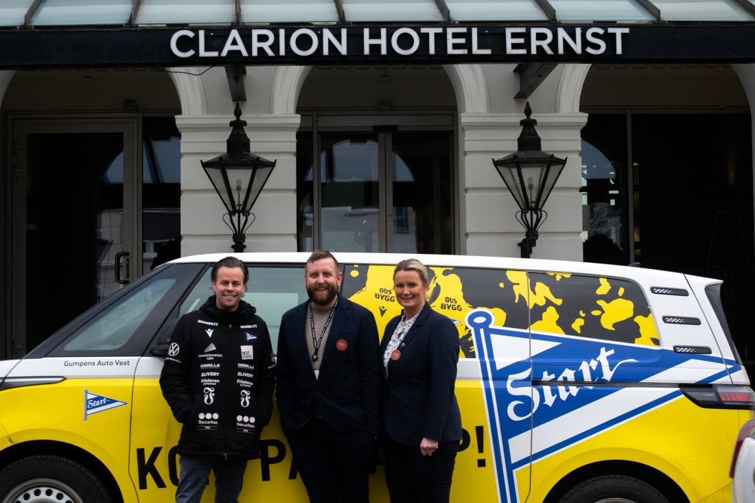 Clarion Hotel Ernst går nå inn i sitt tredje avtaleår med IK Start!<br />(F.v) Kristian Westgaard (Salgs- og markedssjef, IK Start), Espen Lundvall (Salgssjef, Clarion Hotel Ernst) og Kristin Frigstad (Hotelldirektør, Clarion Hotel Ernst).